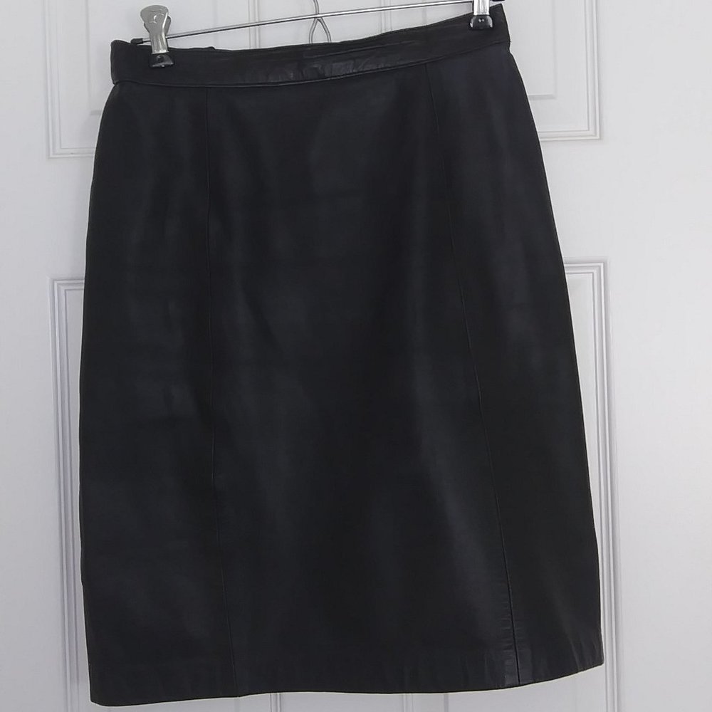 Express Black 100% Leather Pencil Skirt Vintage